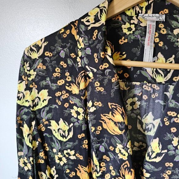 NWOT FREE PEOPLE FLORAL DEEP V SURPLICE LONG SLEEVES BODYSUIT TOP SIZE XS - Picture 6 of 14